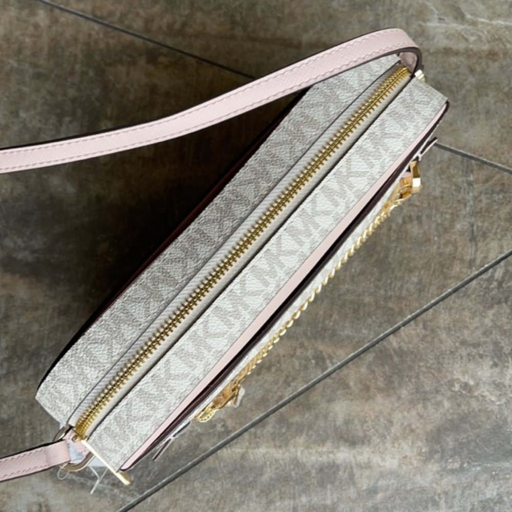 Michael Kors Jet Set Item Large East West Zip Chain Crossbody Powder Blush Multi - Picture 5 of 16